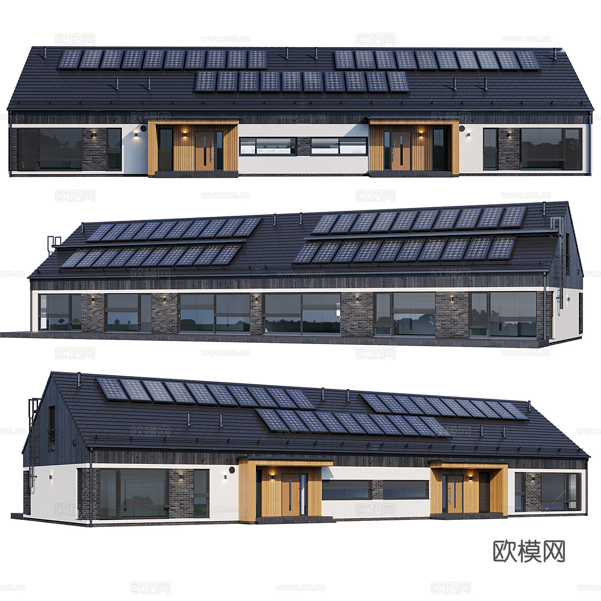 现代意式联排住宅外观3d模型