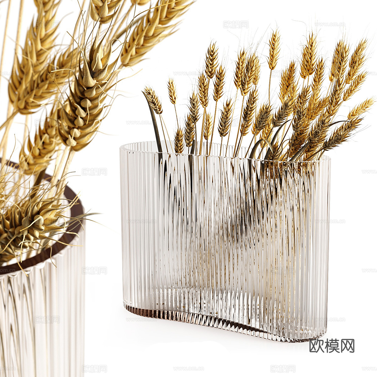 现代花瓶花艺 麦穗3d模型