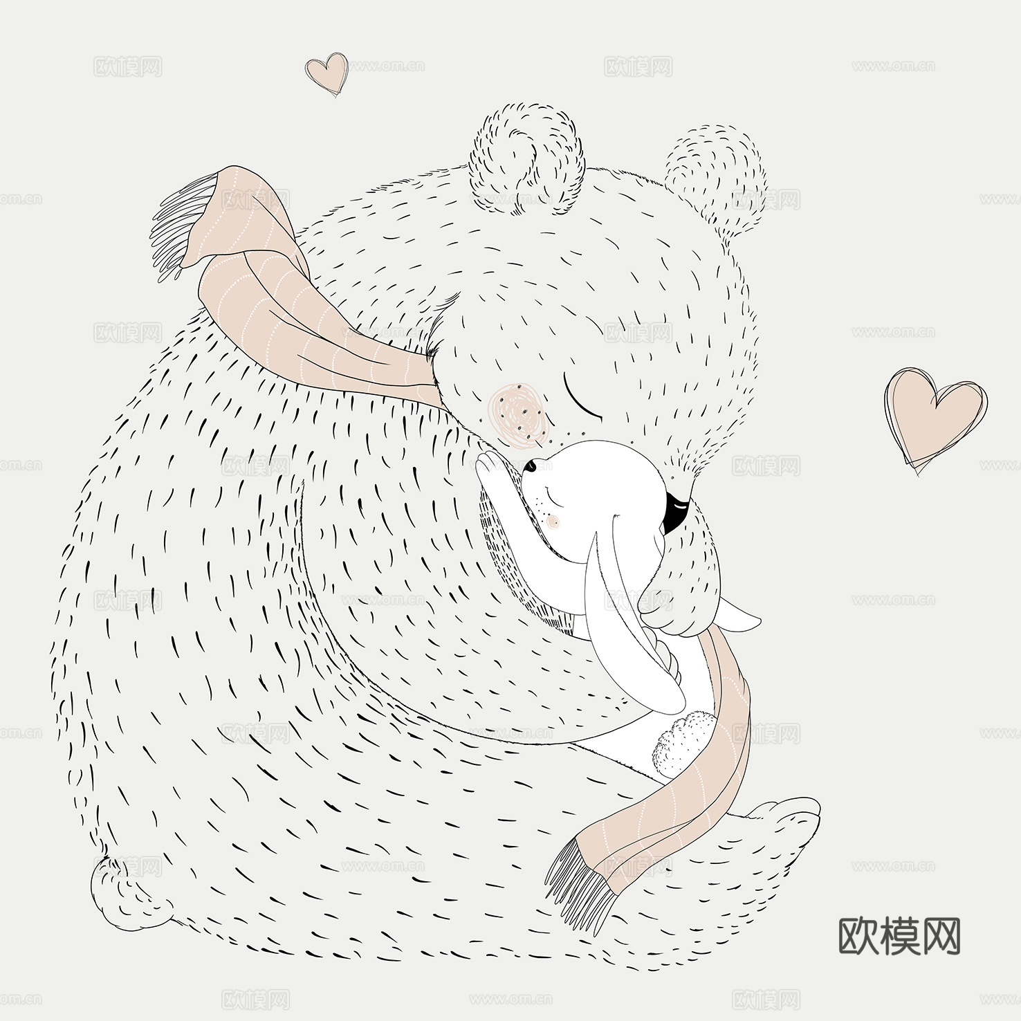儿童房卡通壁纸 熊妈妈壁纸 卡通动物壁纸
