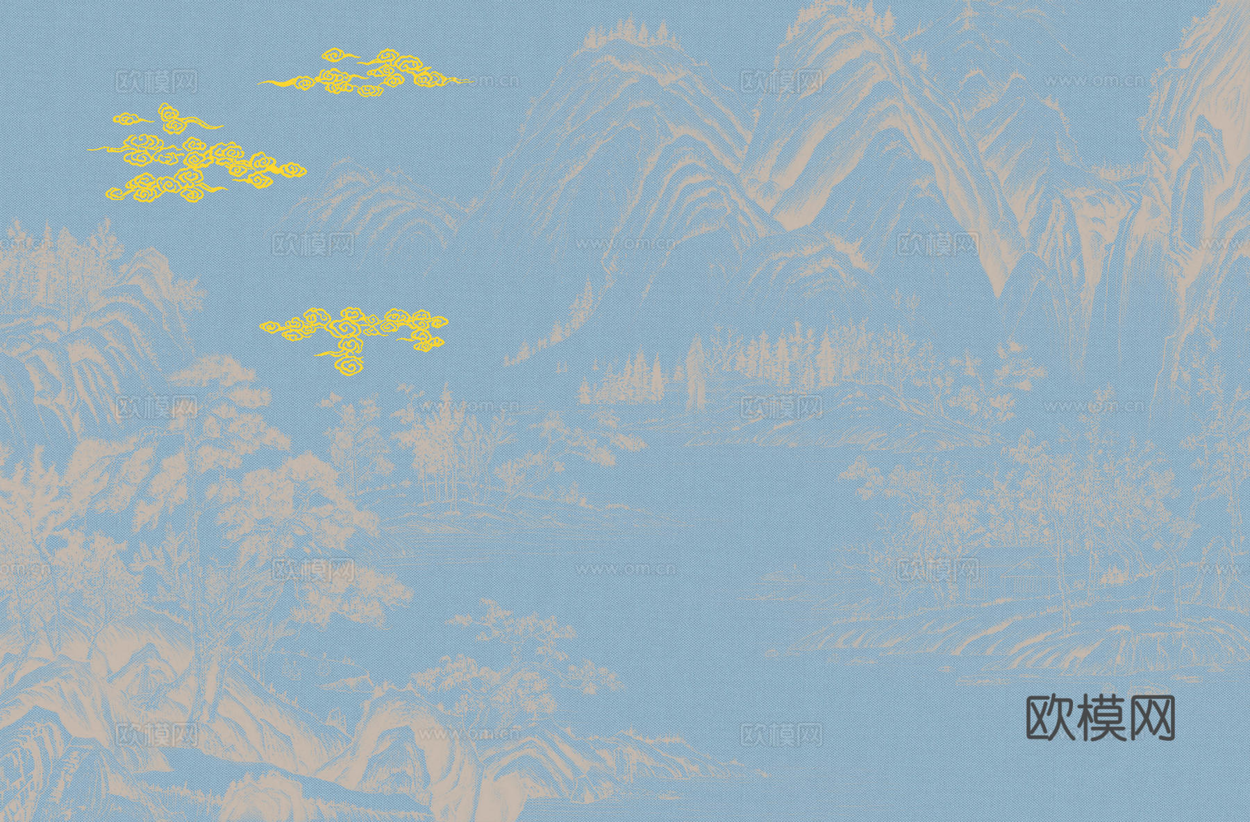 高清新中式楼阁线条肌理背景