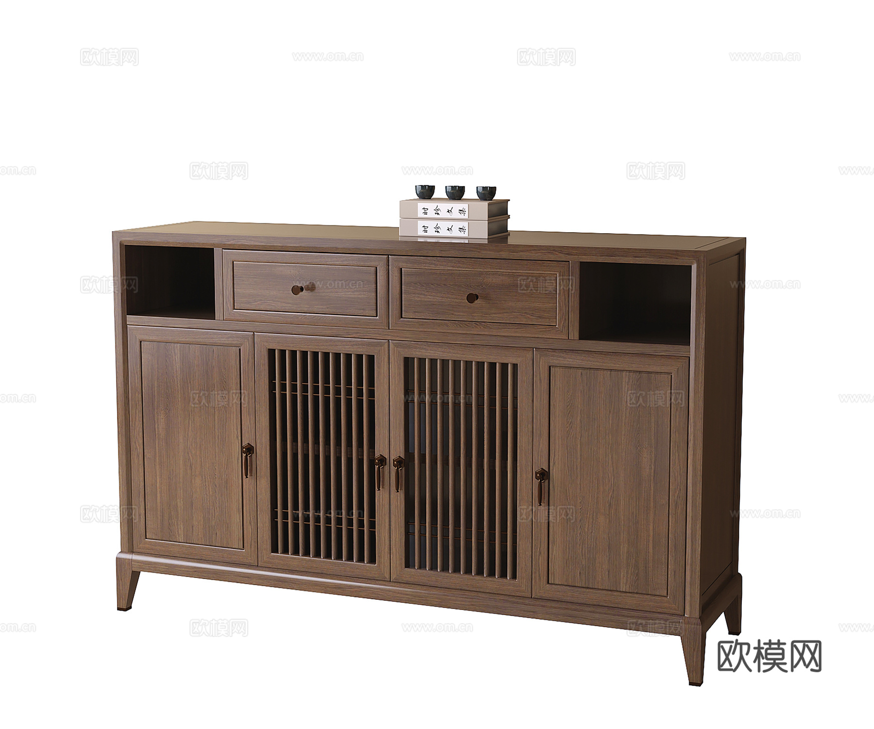 中式边柜 鞋柜su模型下载（渲染图1）