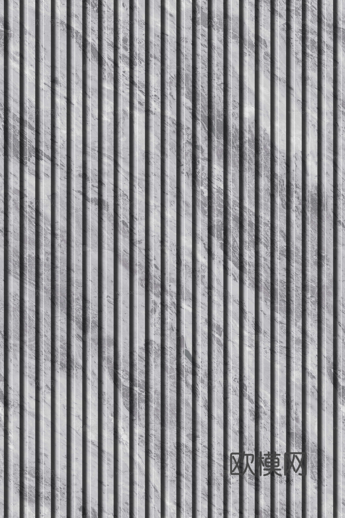 岩板石纹拉槽格栅长城板下载（渲染图1）