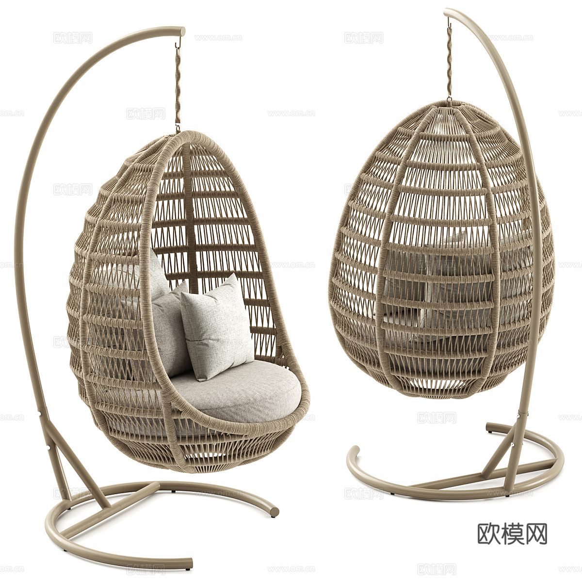 现代巴拿马蛋秋千椅3d模型