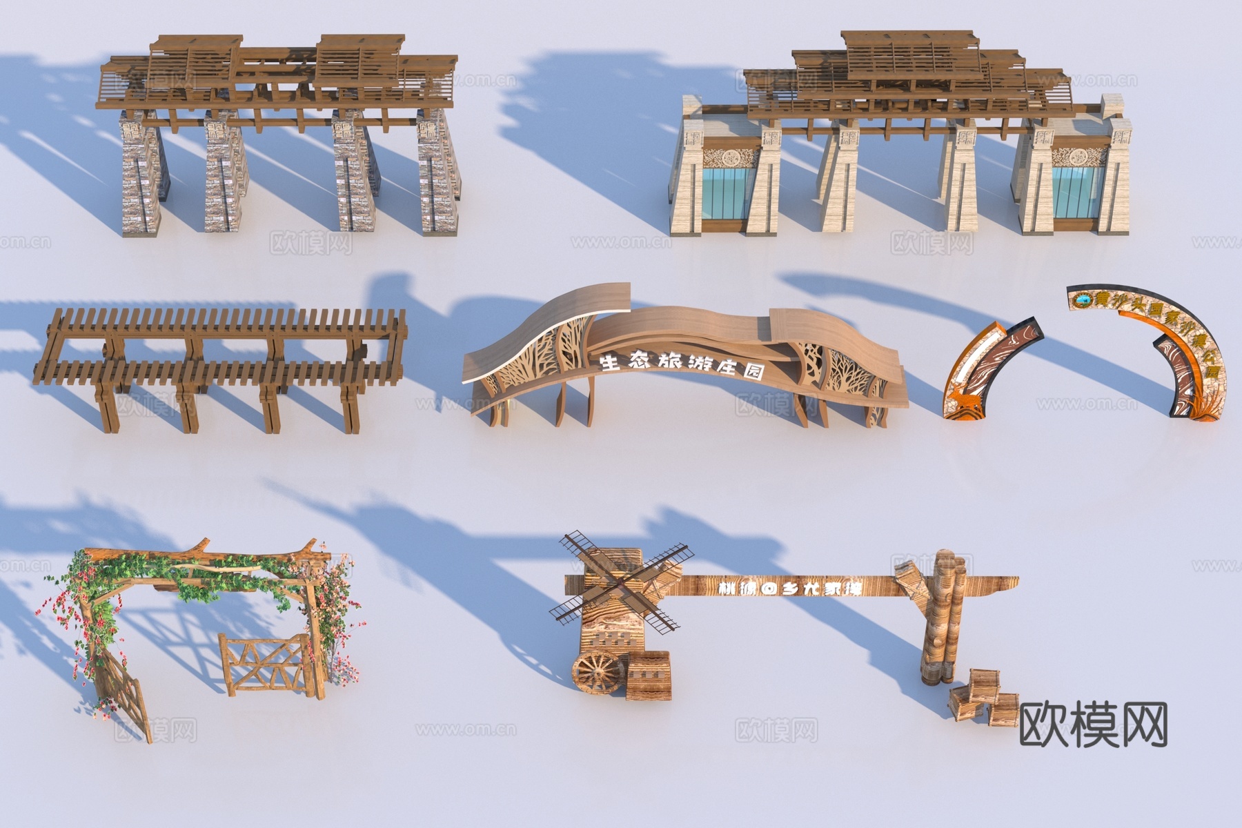 现代景区大门3d模型
