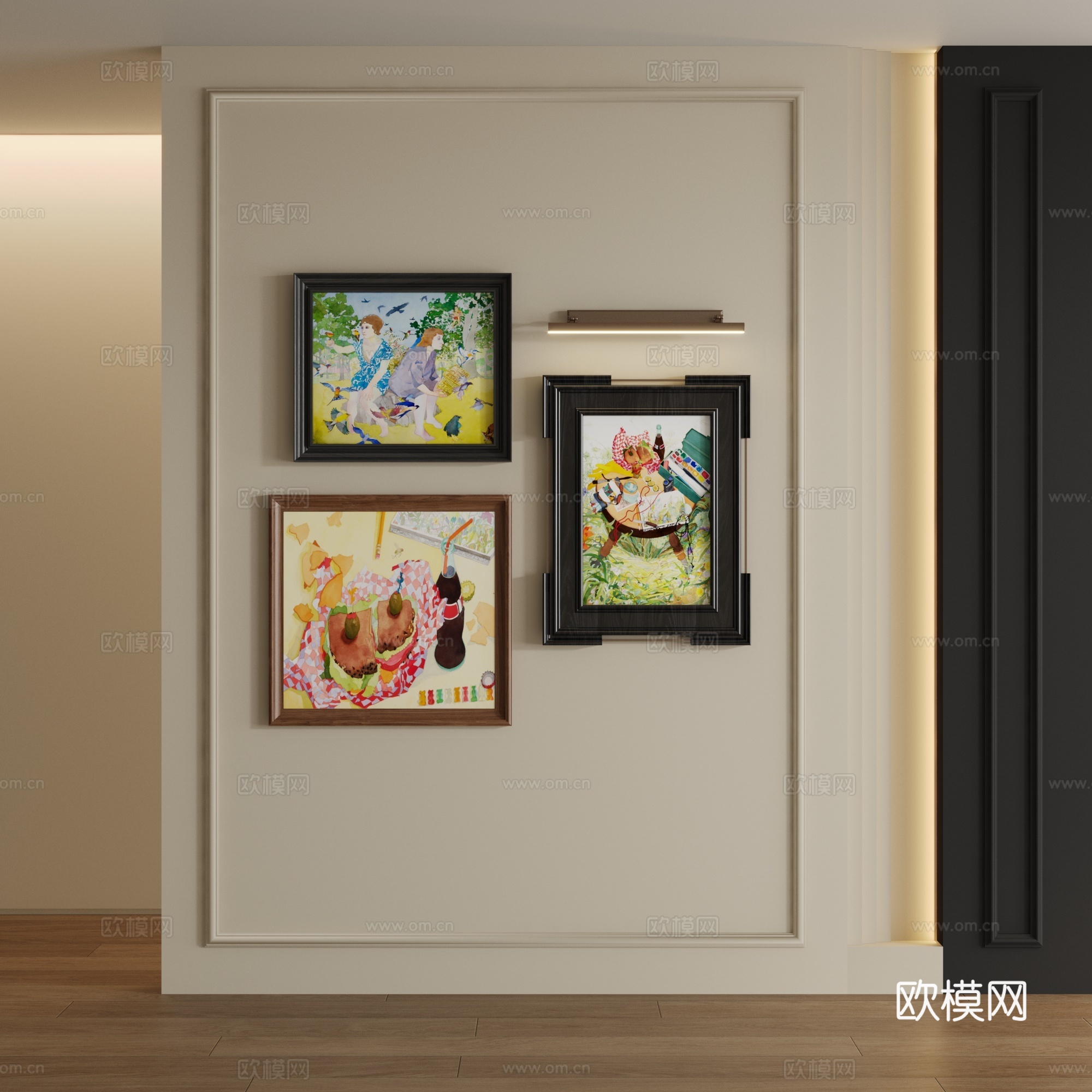 中古风装饰画su模型