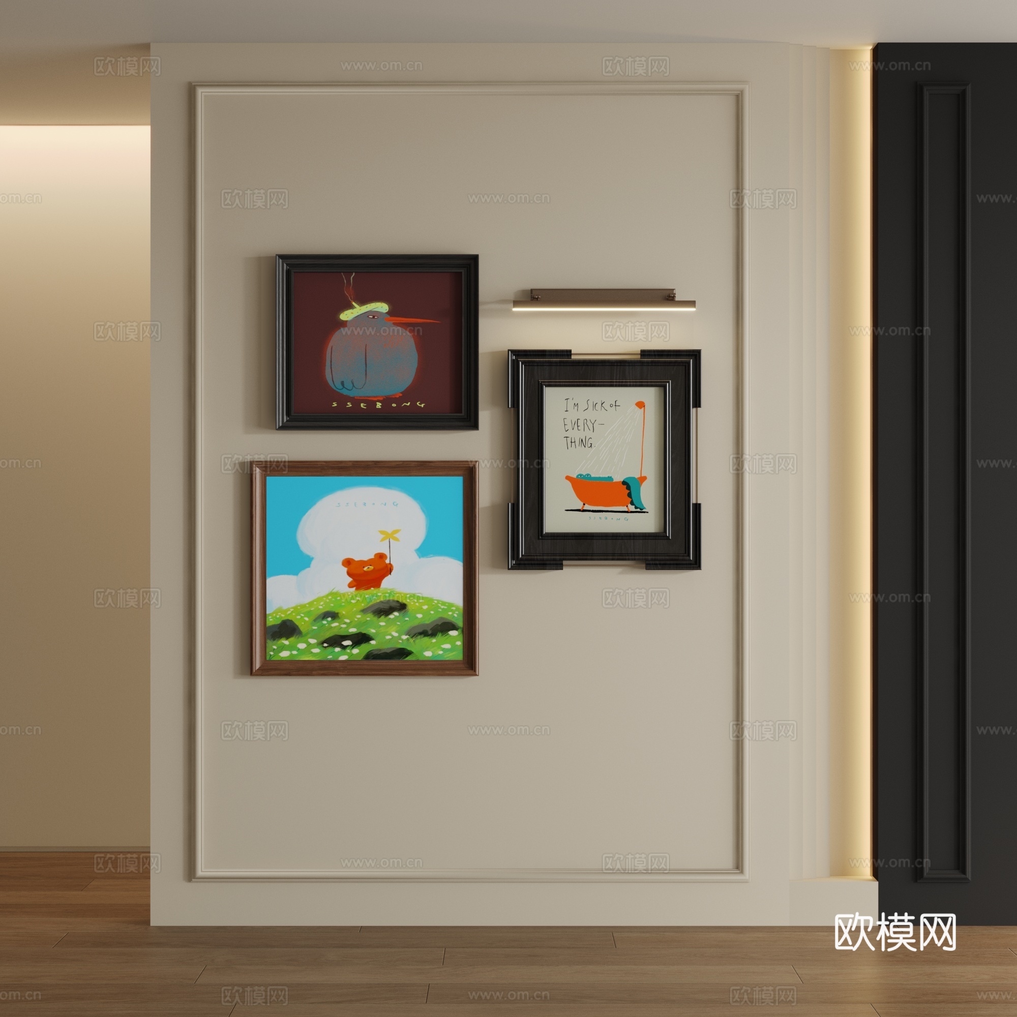 中古风装饰画su模型