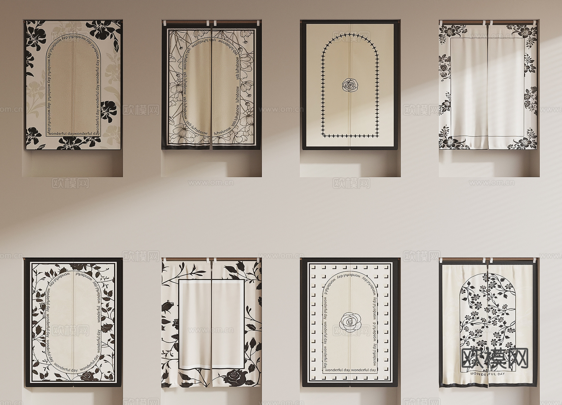 法式门帘su模型