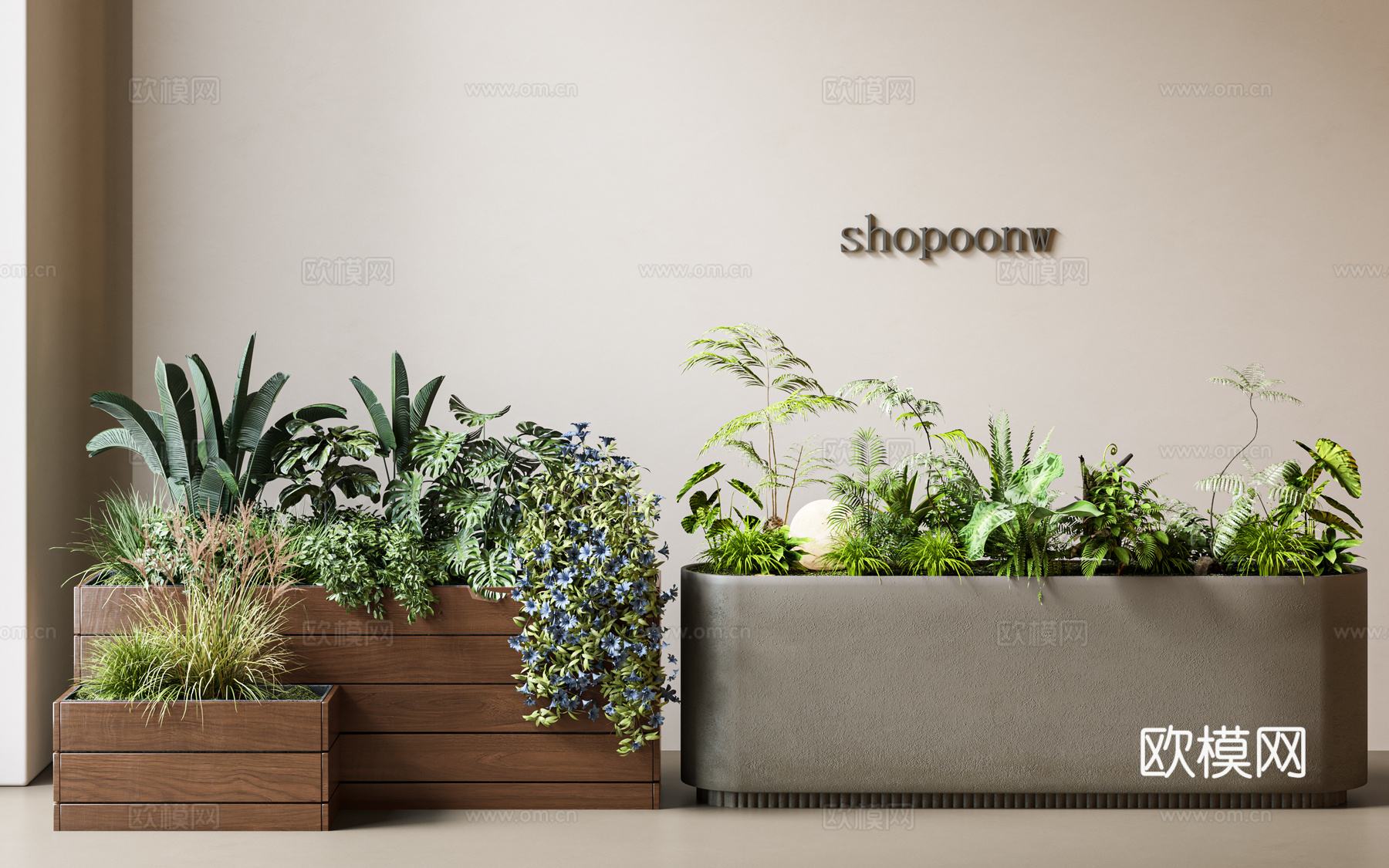 花箱 花池 花坛 植物堆 绿植 植物造景 户外花箱 造景 景su模型