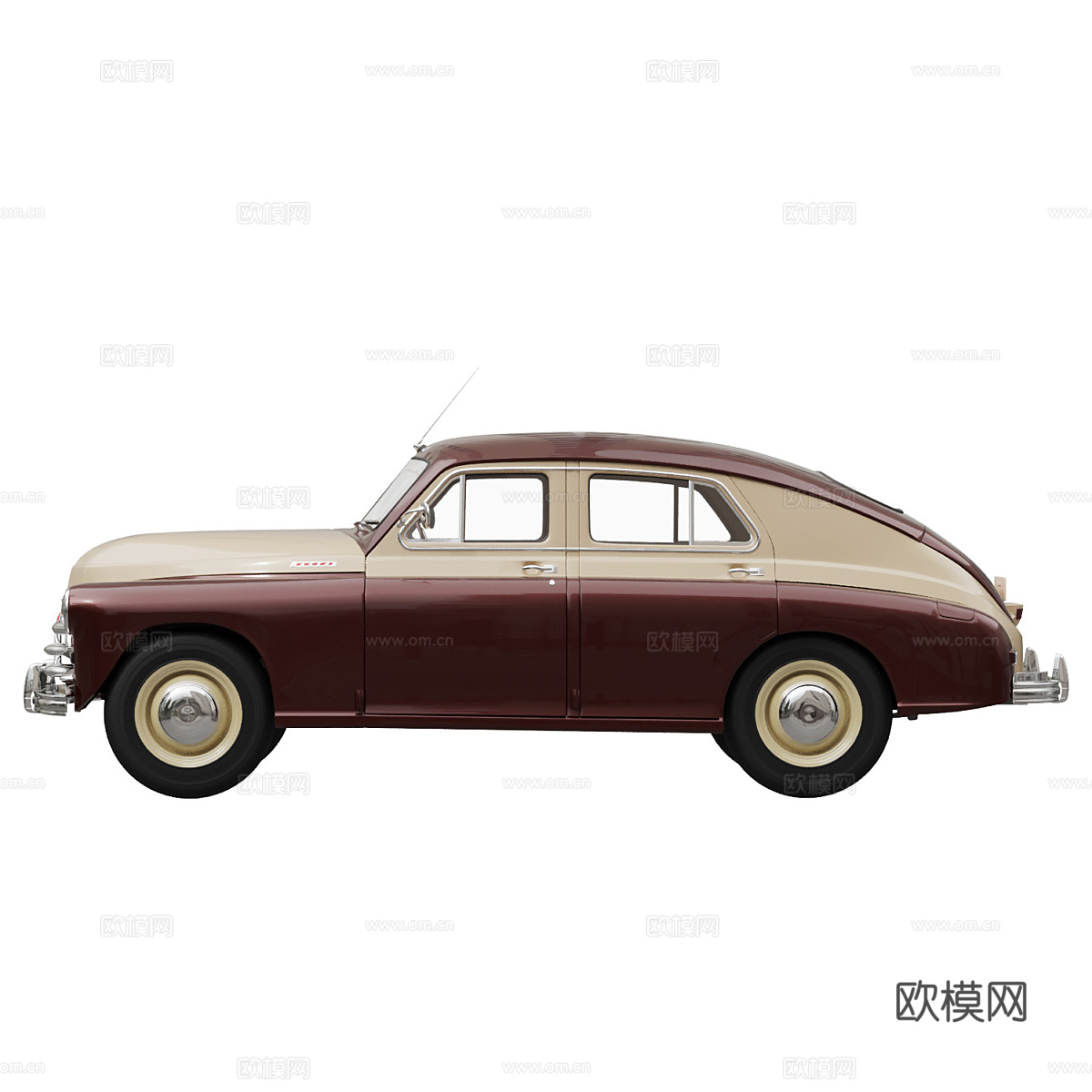 美式复古 Pobeda 老爷车3d模型下载（渲染图2）