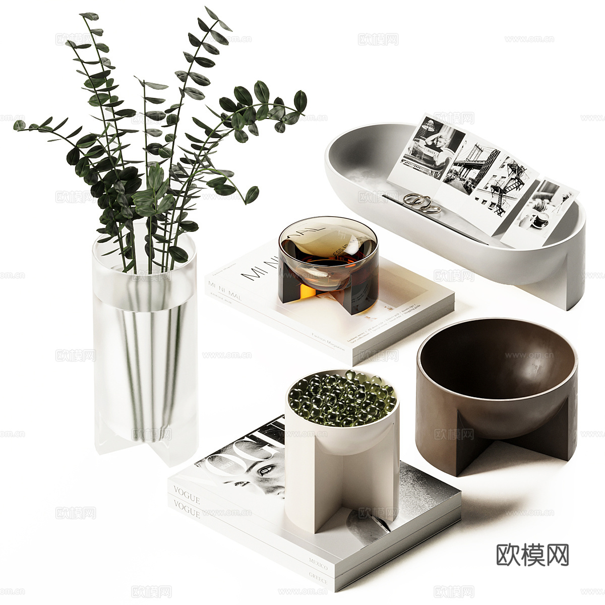 现代奶油风饰品摆件组合3d模型