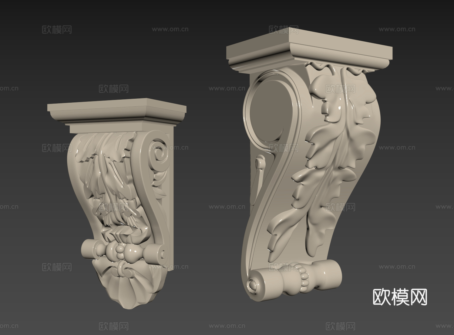 法式柱头 雕花柱头 罗马柱柱头 石膏柱头su模型下载（渲染图2）