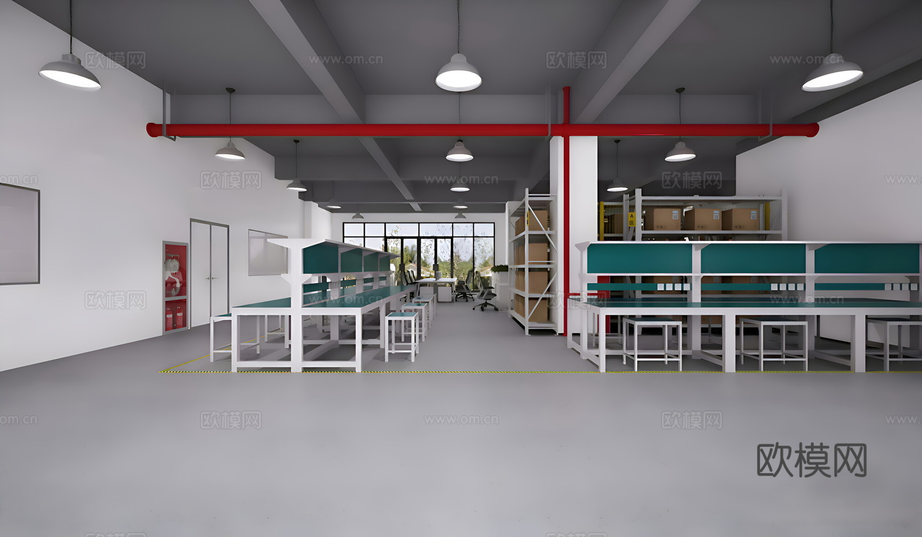 现代操作间库房3d模型