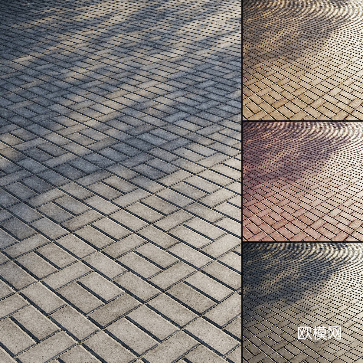 现代室外铺路砖3d模型