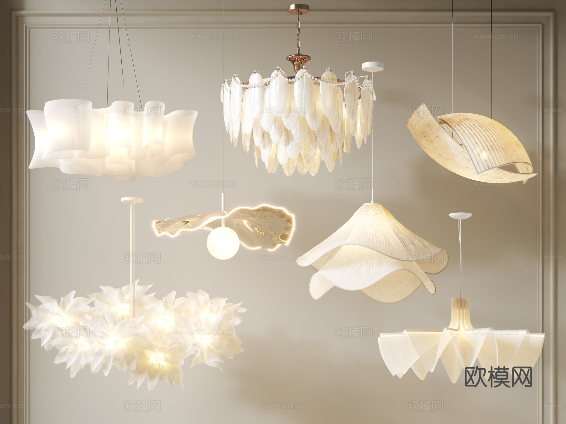法式装饰灯具组合 客厅吊灯 艺术吊灯 异形吊灯 餐厅吊灯su模型