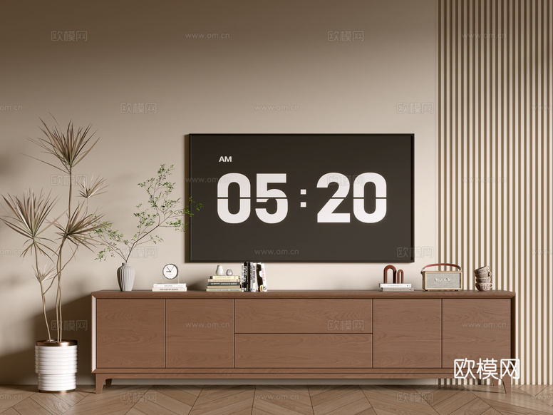 現(xiàn)代木紋電視柜 簡(jiǎn)約邊柜 斗柜 矮柜 整體柜 餐邊柜3d模型下載