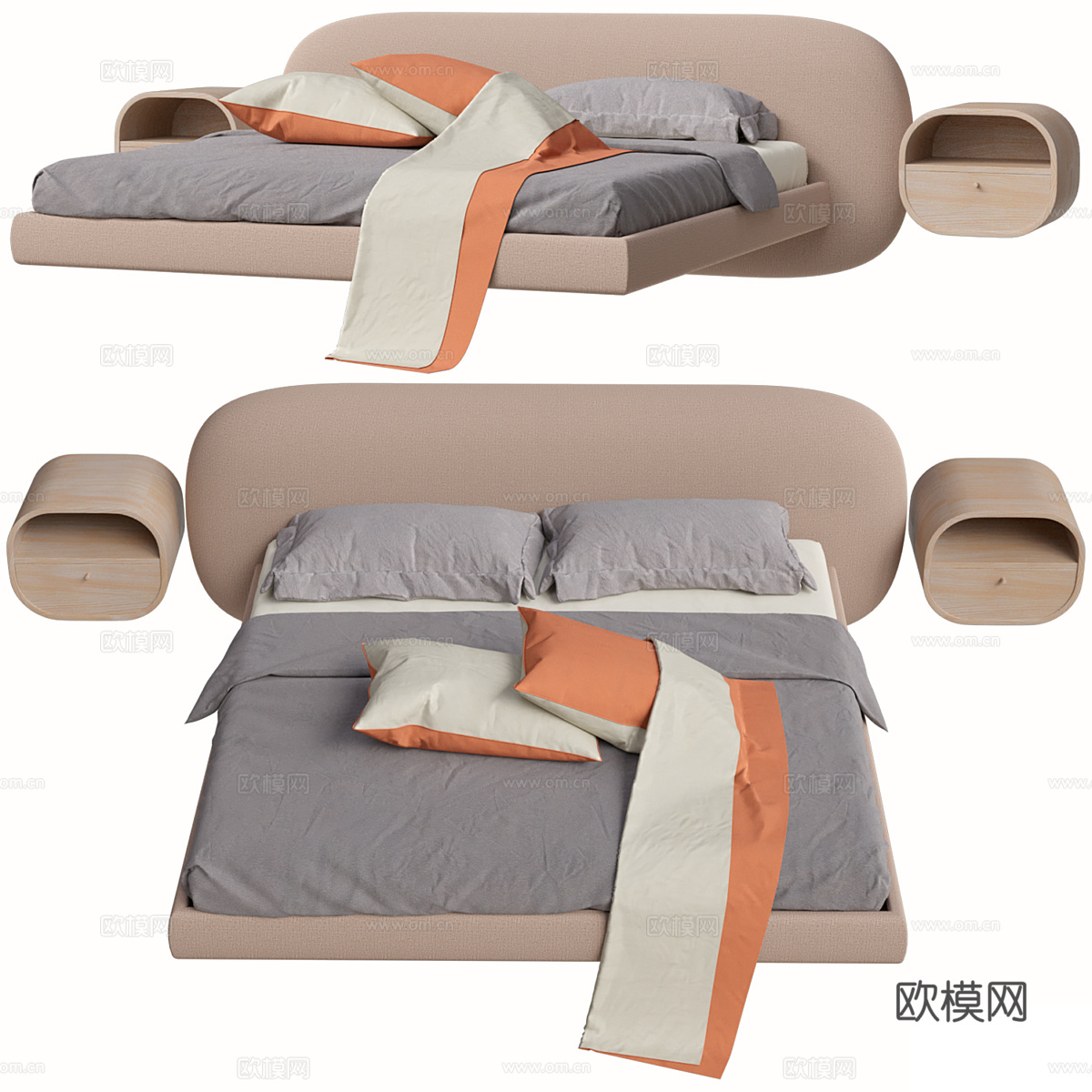 现代北欧儿童布艺床3d模型