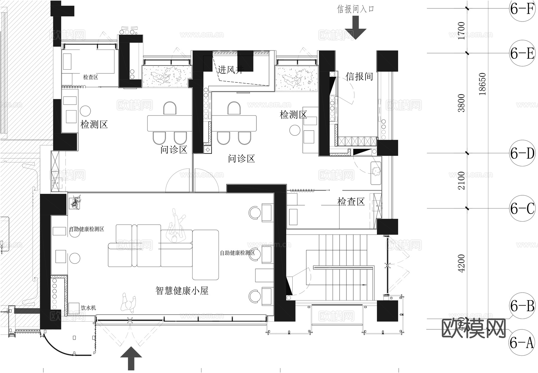 社区社康小门诊cad施工图