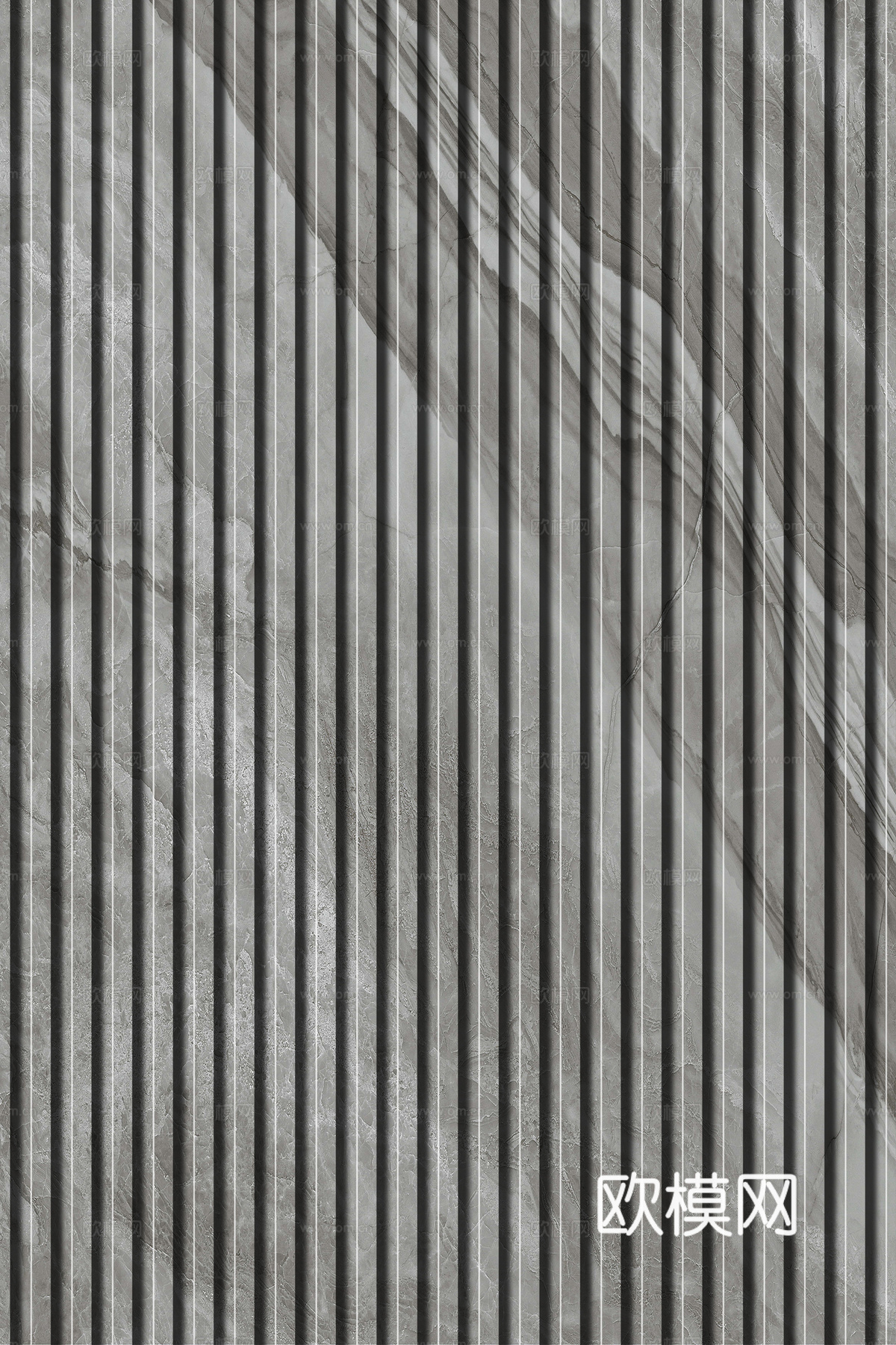 岩板大理石纹拉槽长城板格栅背景墙下载（渲染图6）