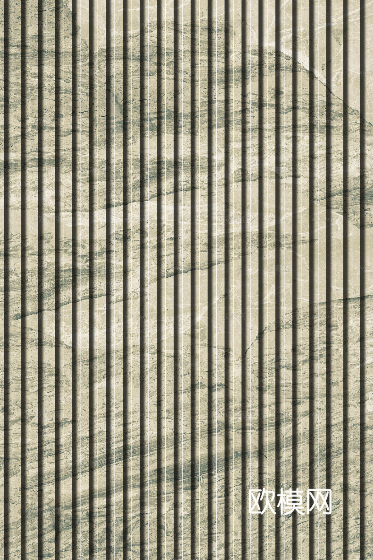 岩板石纹拉槽格栅长城板下载（渲染图8）