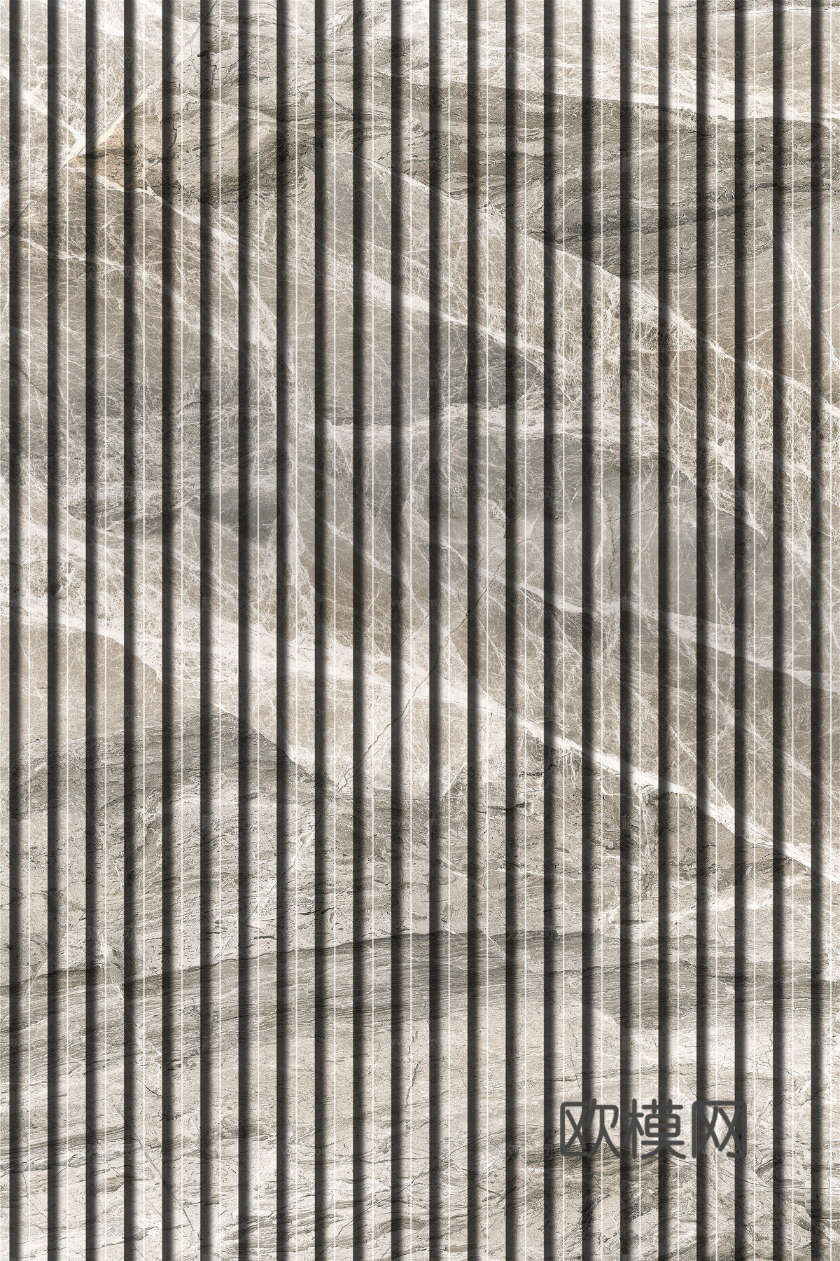 岩板石纹拉槽格栅长城板下载（渲染图8）