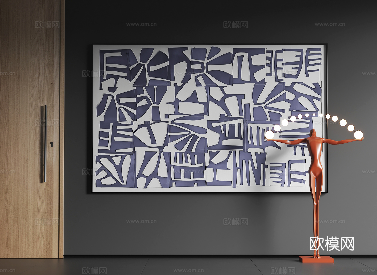 现代大幅挂画  现代抽象挂画  现代简约挂画3d模型