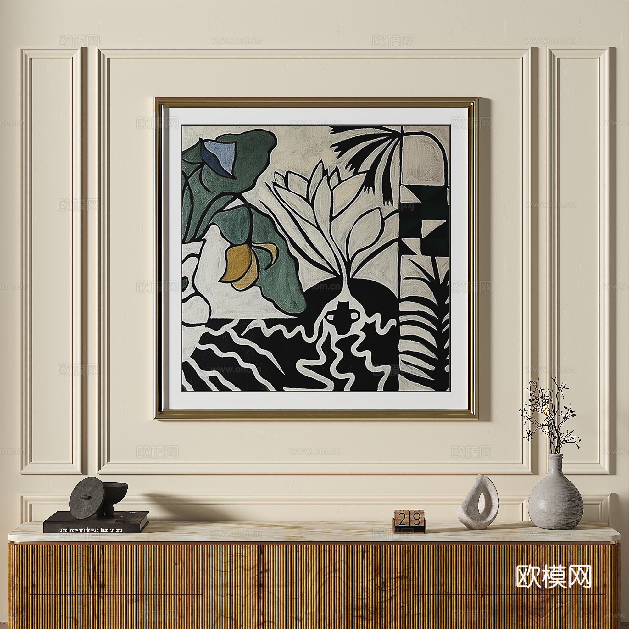 简欧，复古，抽象，轻奢，复古，现代，简约，装饰画3d模型