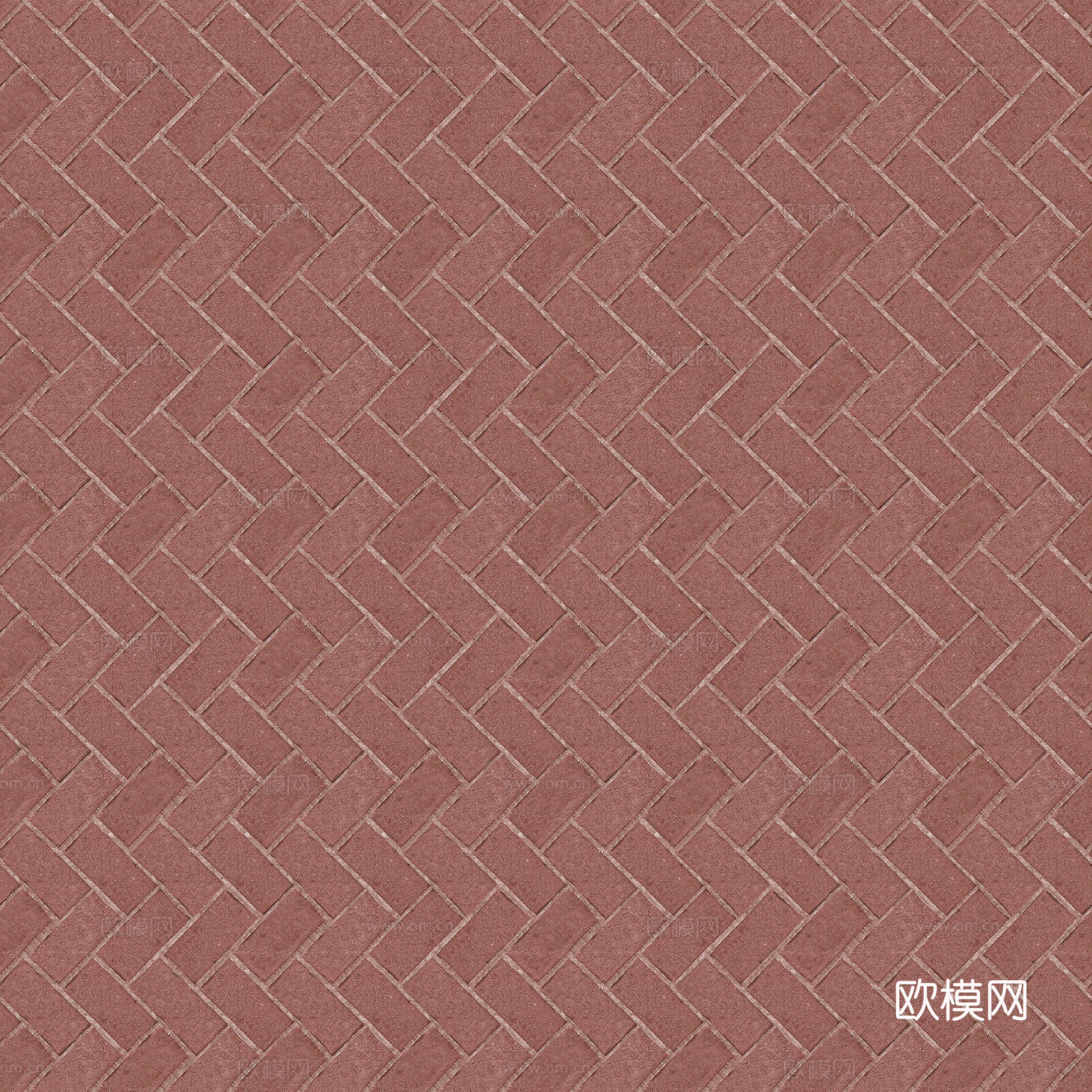 无缝暗红色透水砖贴图