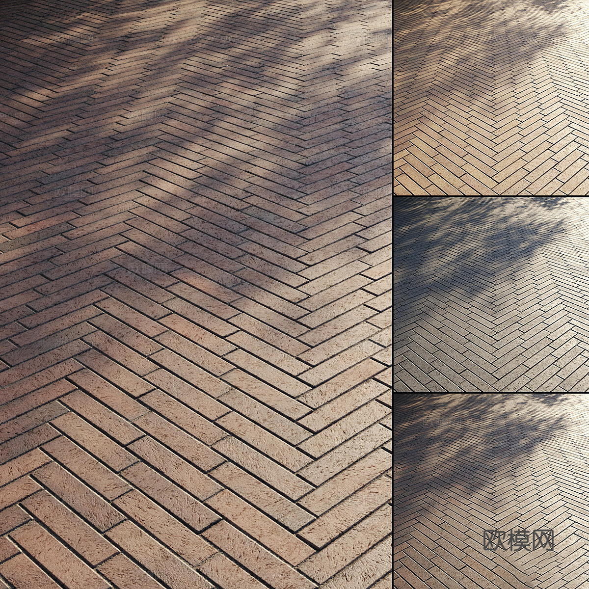 新中式室外铺路砖3d模型