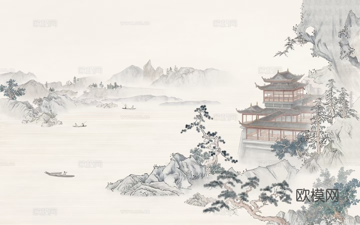 中式山水花鸟壁纸