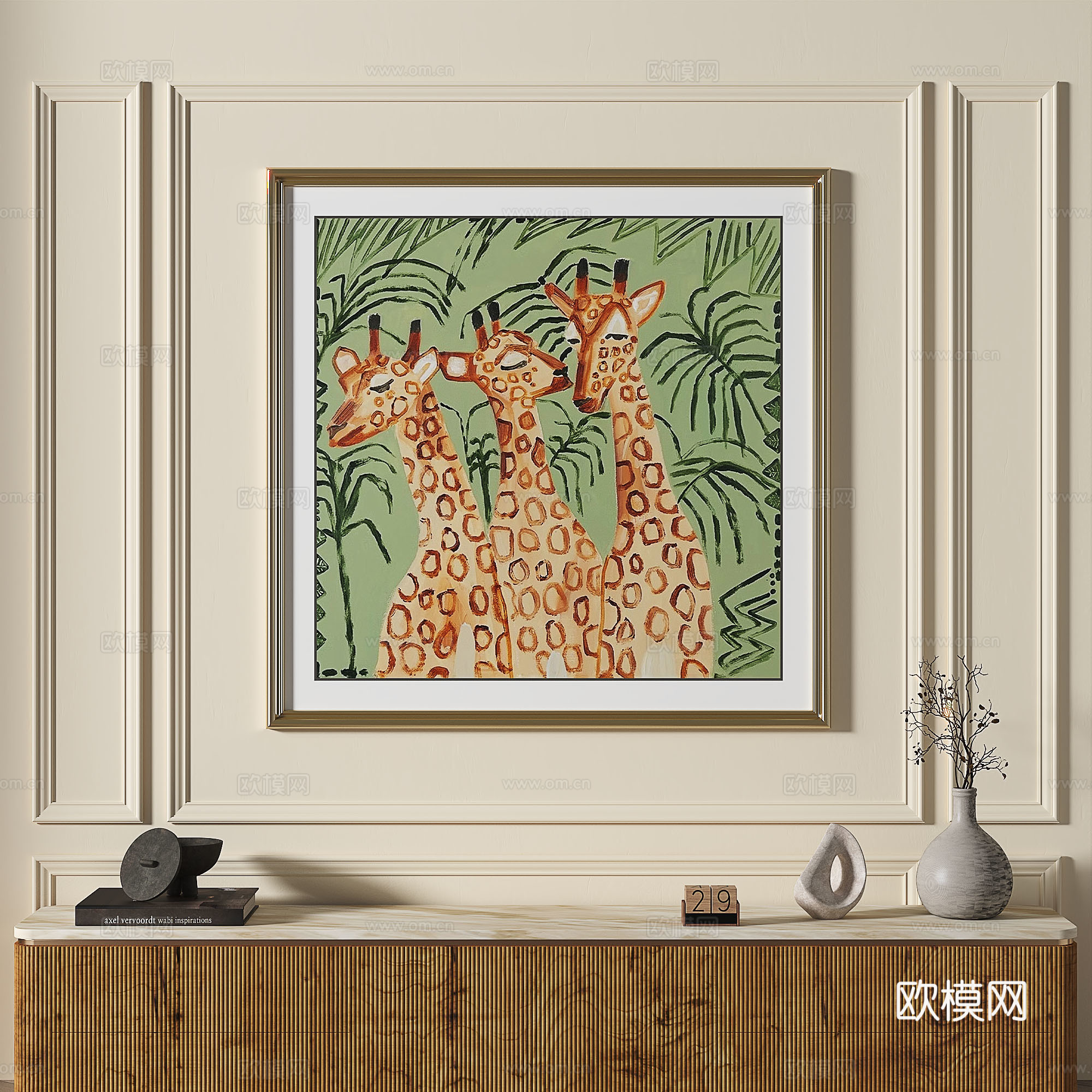 简欧，复古，抽象，轻奢，复古，现代，简约，装饰画3d模型