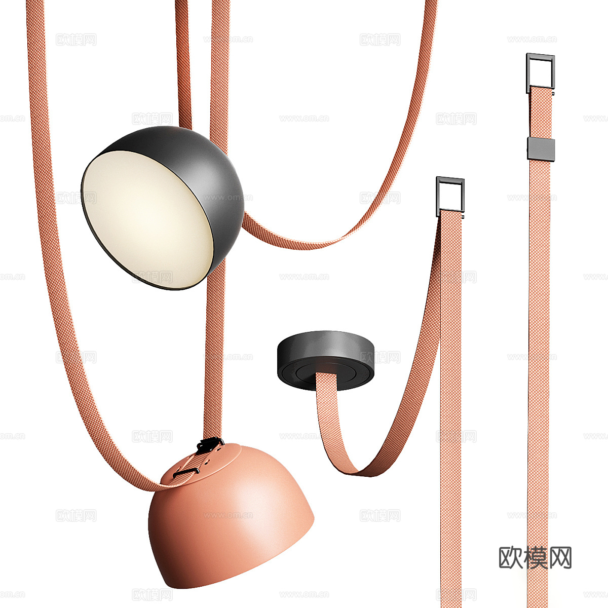 现代意式极简皮带吊灯3d模型