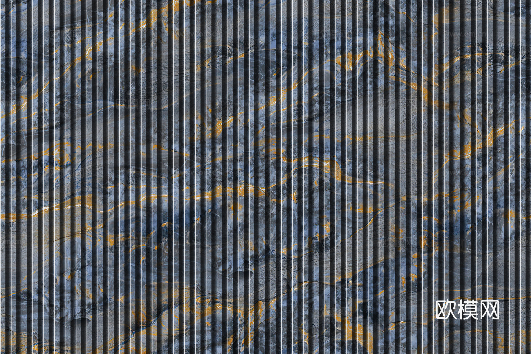 岩板大理石纹拉槽长城板格栅背景墙下载（渲染图5）