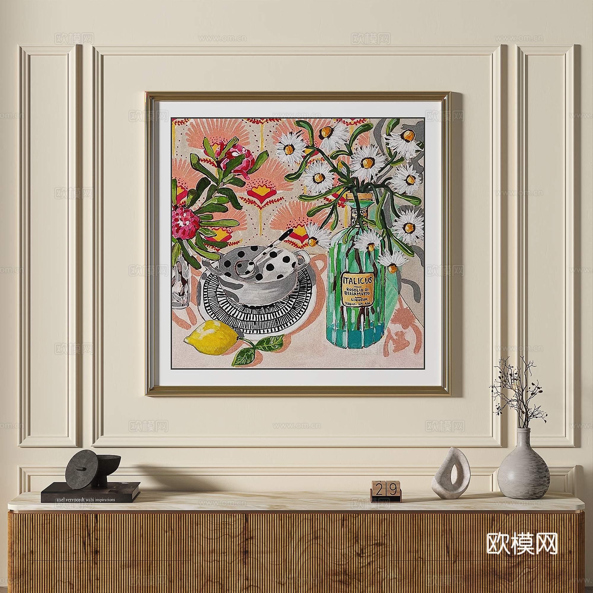 简欧，复古，抽象，轻奢，复古，现代，简约，装饰画3d模型
