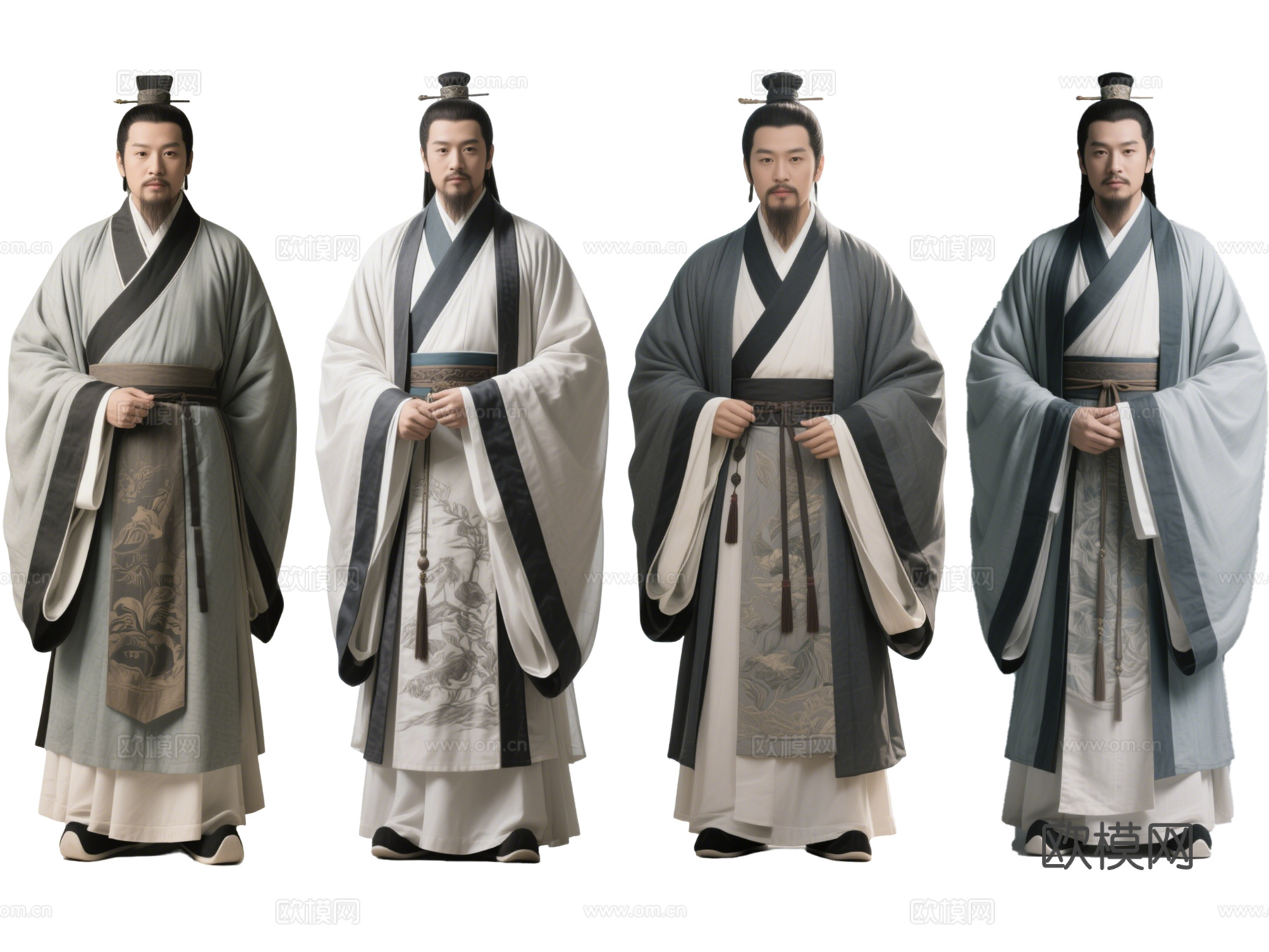 PS免抠古装人物 古装男子 古代夫子 古装老师 文人墨客