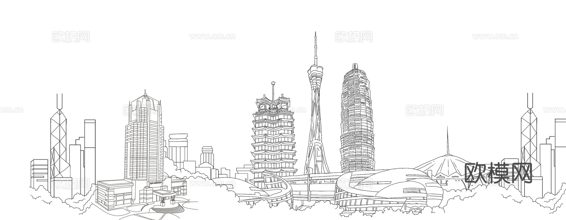 郑州地标线稿 河南地标建筑