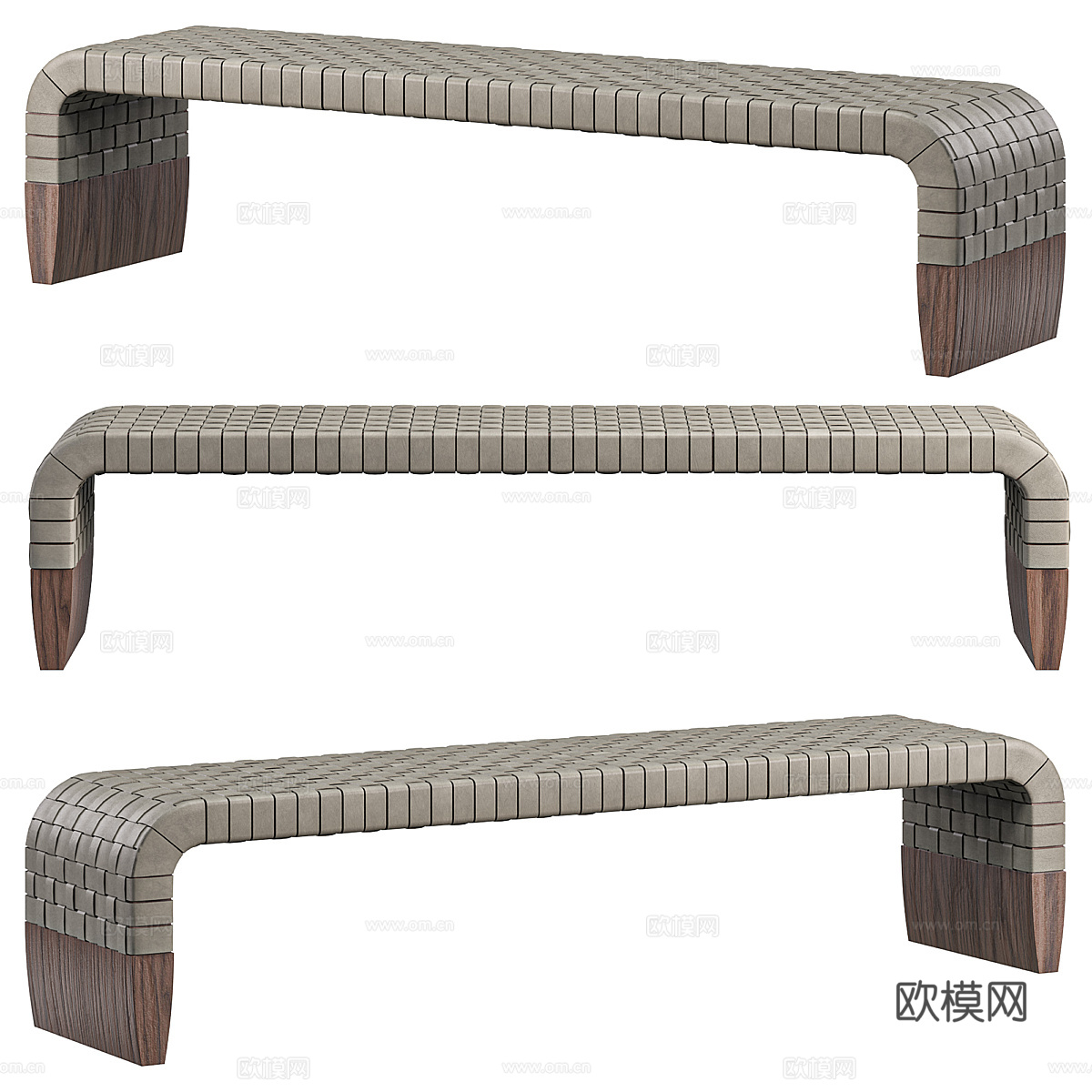 新中式轻奢皮革长凳3d模型