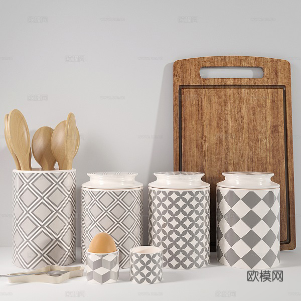 厨具 罐子 砧板免费3d模型