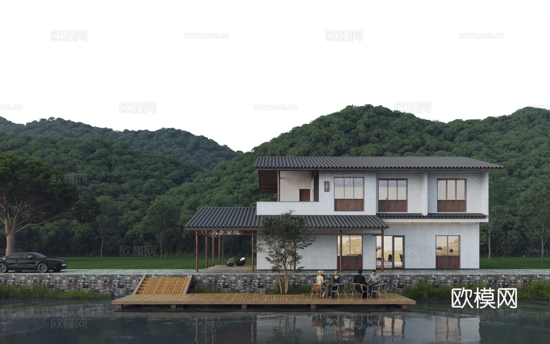 新中式民宿 驿站  小公建3d模型