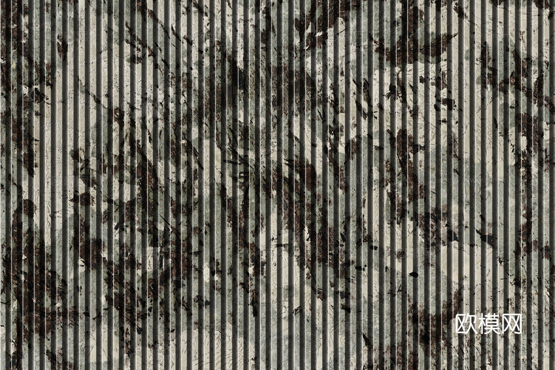 岩板大理石纹拉槽长城板格栅背景墙下载（渲染图4）