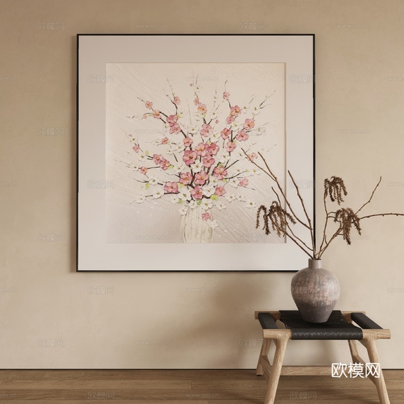 现代侘寂挂画 油画3d模型下载