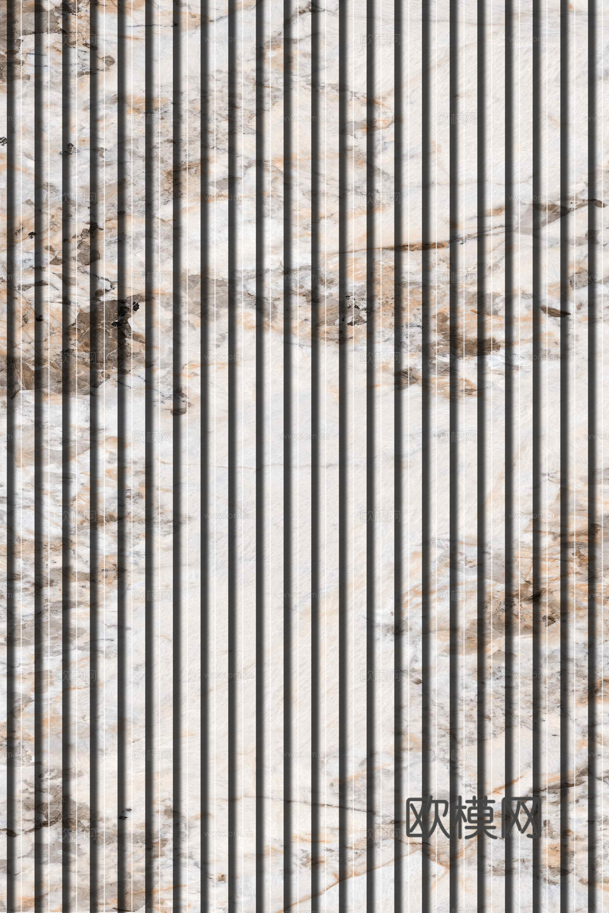 岩板石纹拉槽格栅长城板下载（渲染图4）