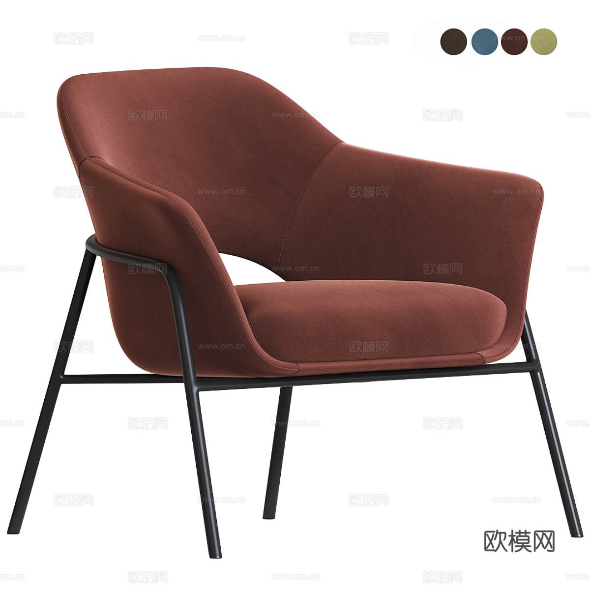 现代意式布艺休闲椅3d模型