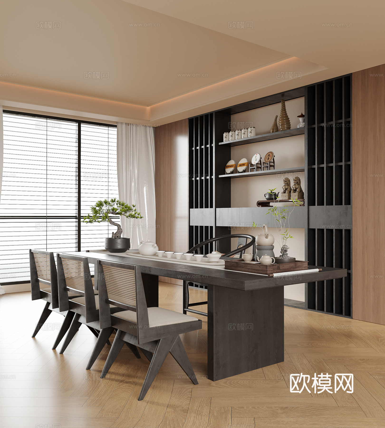 现代茶室 茶桌椅3d模型