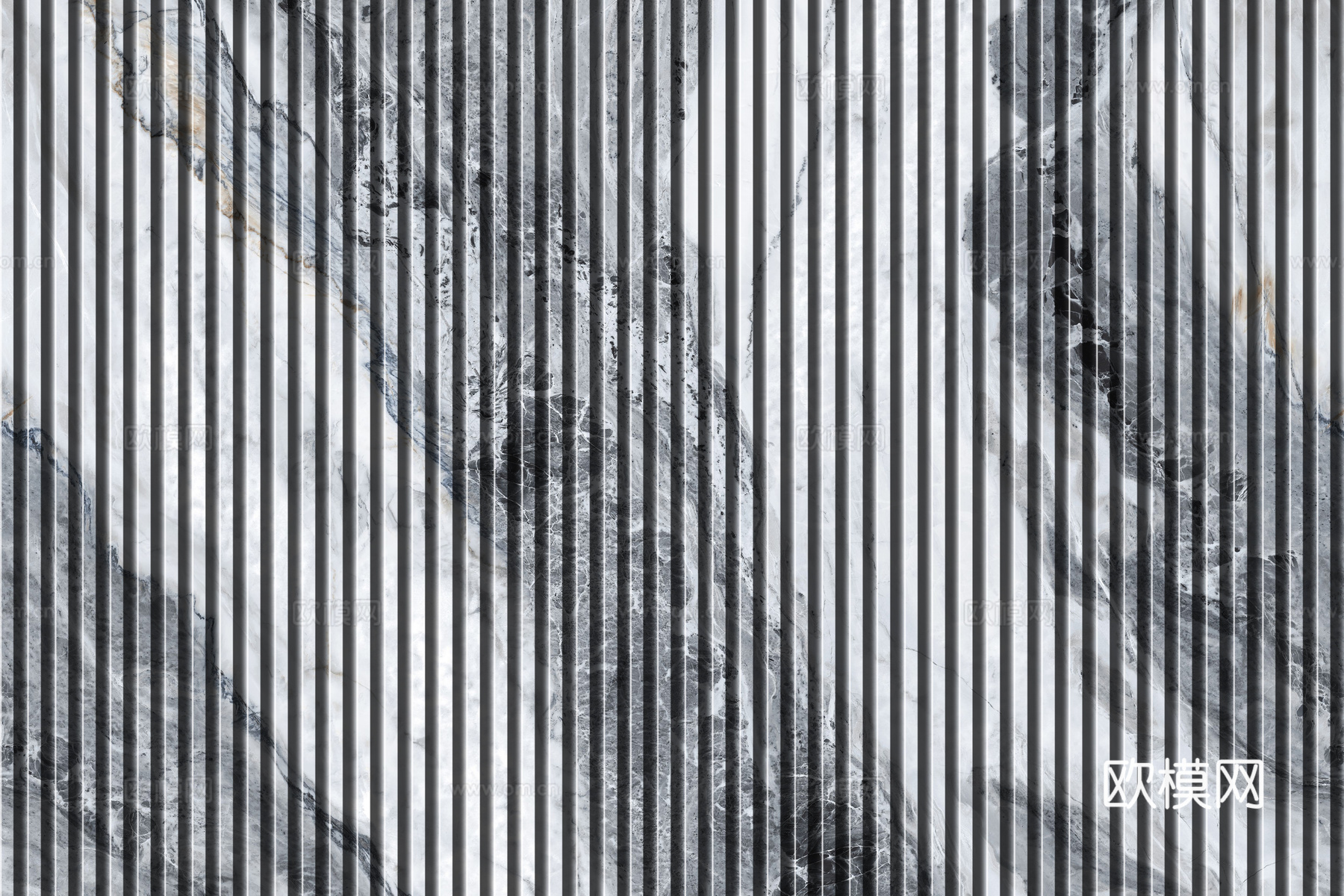 岩板大理石纹拉槽长城板格栅背景墙下载（渲染图6）