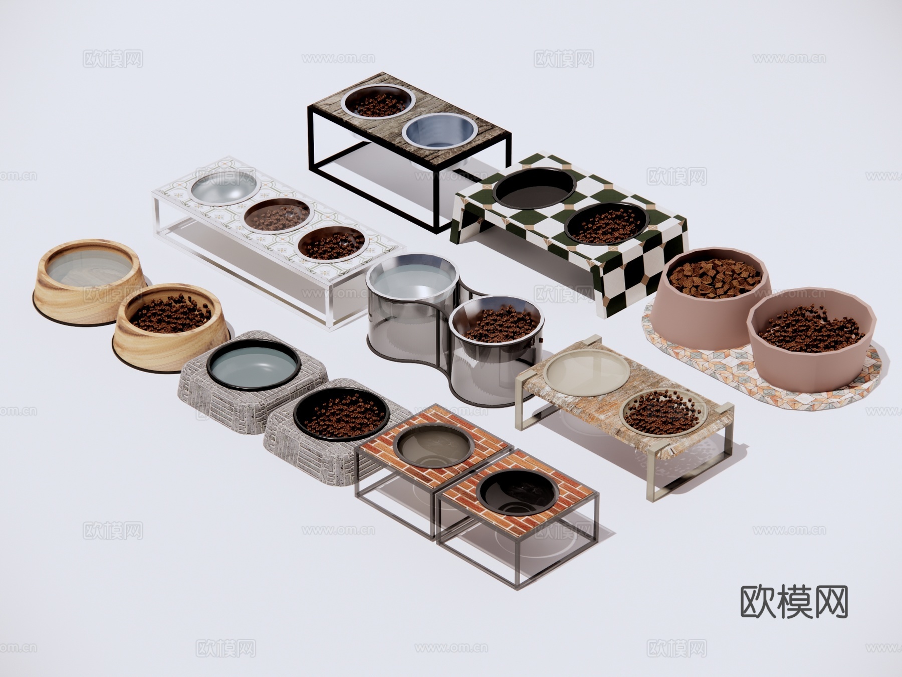 宠物猫碗狗碗 水碗食盆su模型