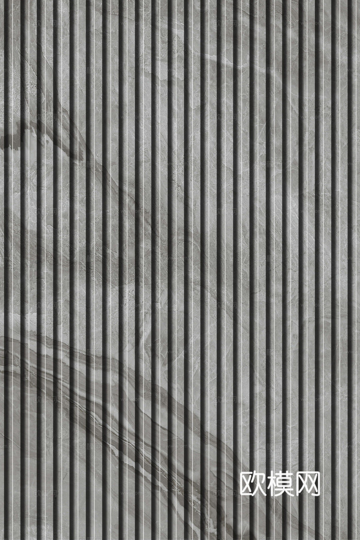 岩板大理石纹拉槽长城板格栅背景墙下载（渲染图5）