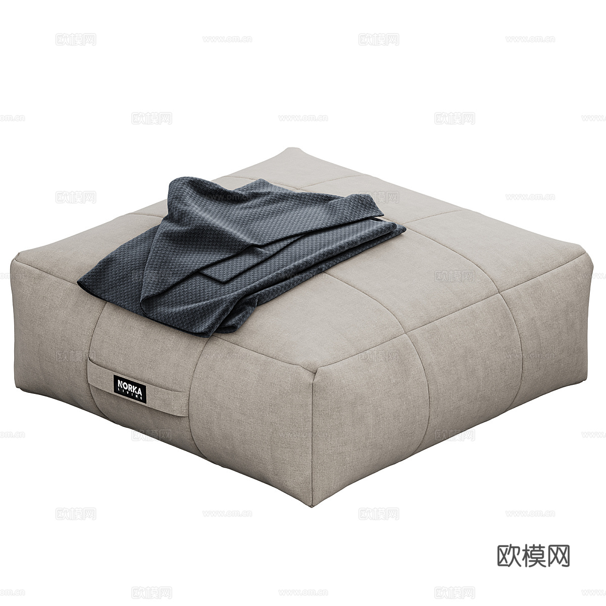 现代意式布艺沙发凳 脚凳 脚踏3d模型
