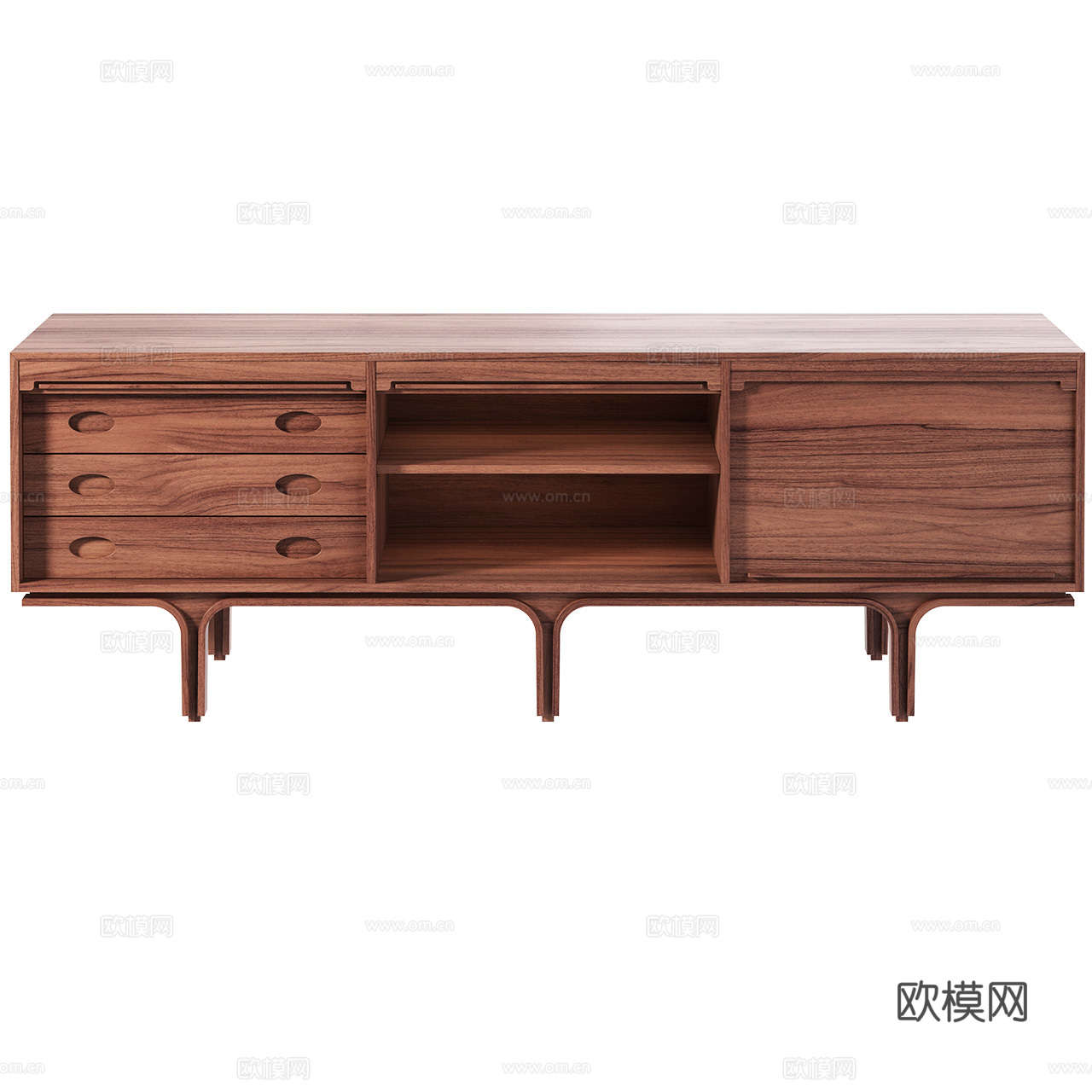 Tacchini 现代边柜 意式边柜 胡桃木边柜 装饰柜3d模型
