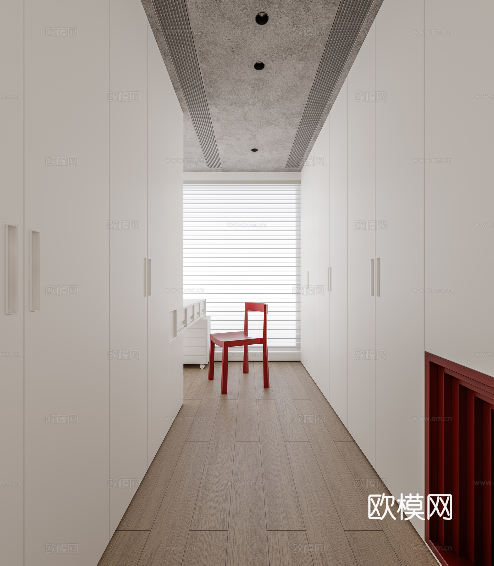 高级灰衣帽间3d模型