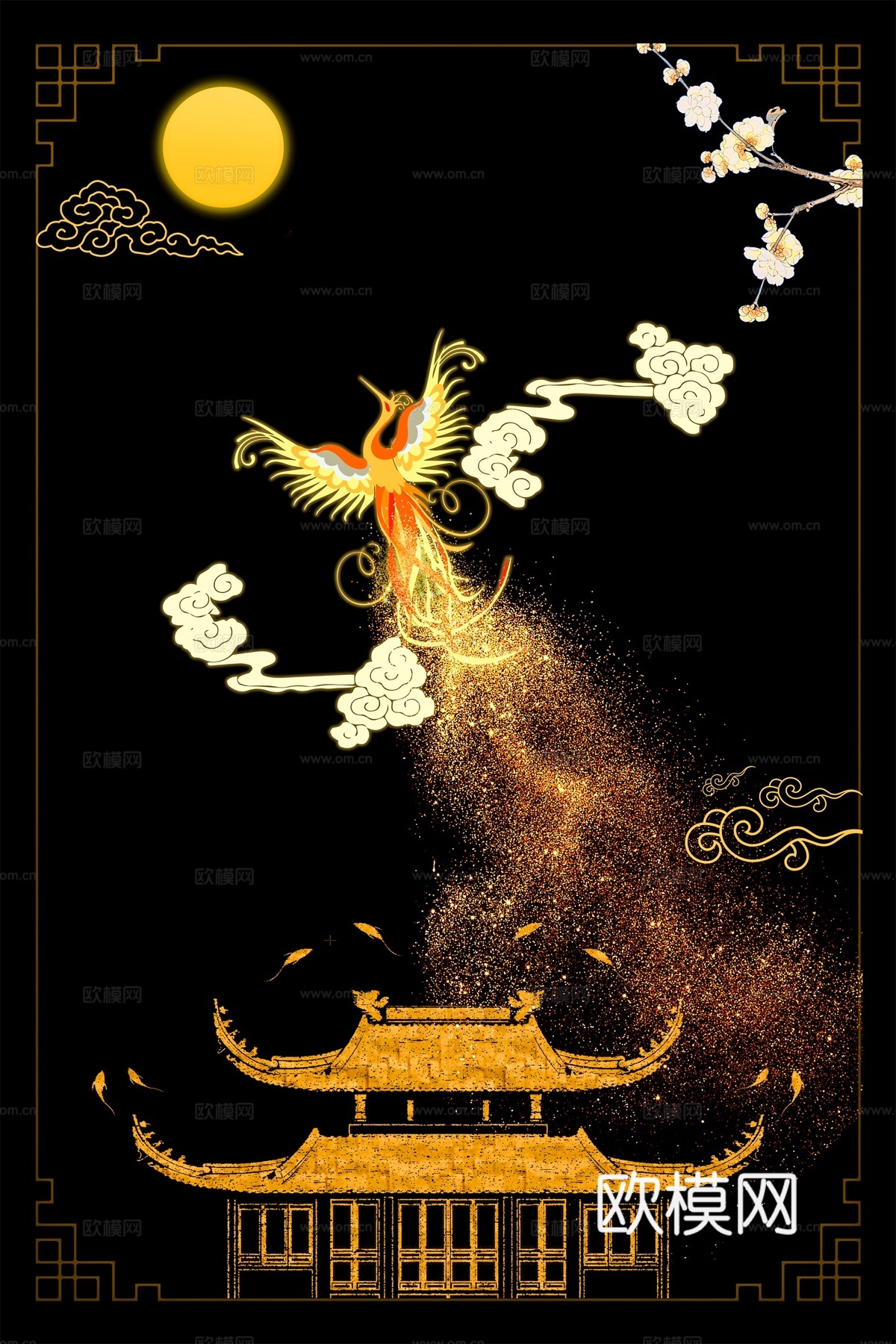 中式新中式抽象壁纸壁画装饰画
